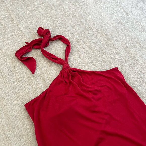 Vintage Y2K 2006 Banana Republic Red Silk Halter Knit Blouse Top S - Picture 3 of 11